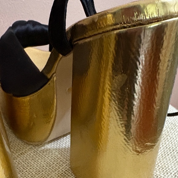 Jeffrey Campbell Black and Gold Bow Platform Heels - Picture 6 of 9